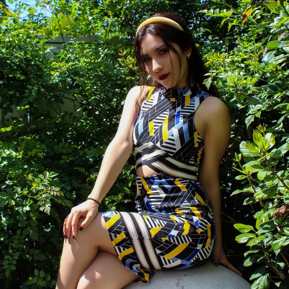🔲 Colorful geometric dress